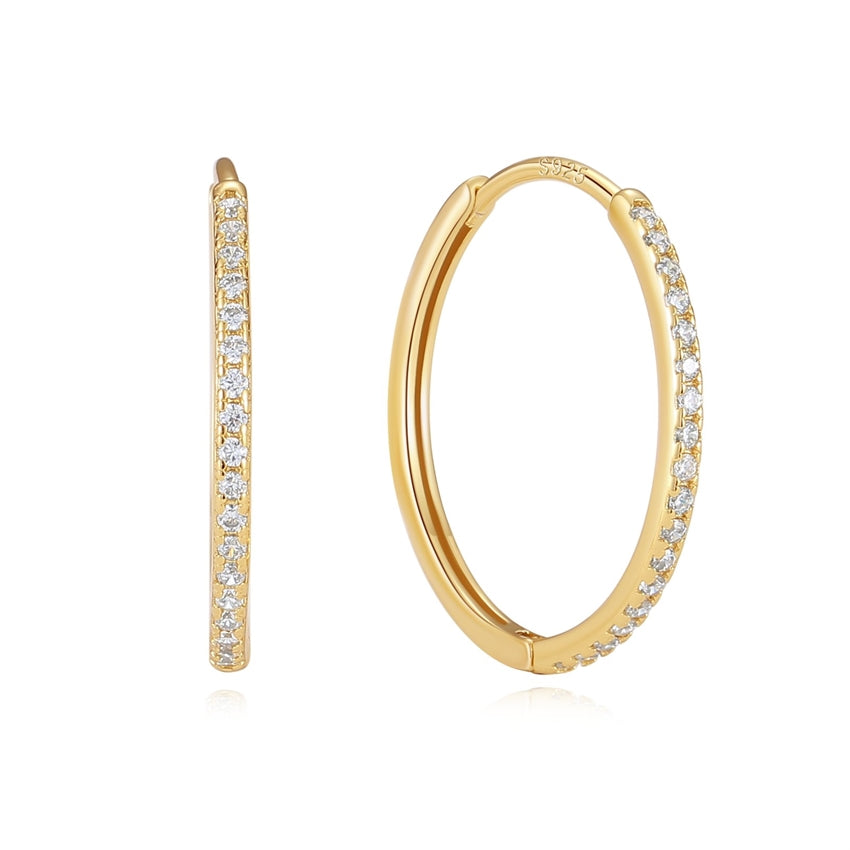 Tina creoler i 18 karat forgyldt sølv med zirkonia 25 mm fra MerlePerle