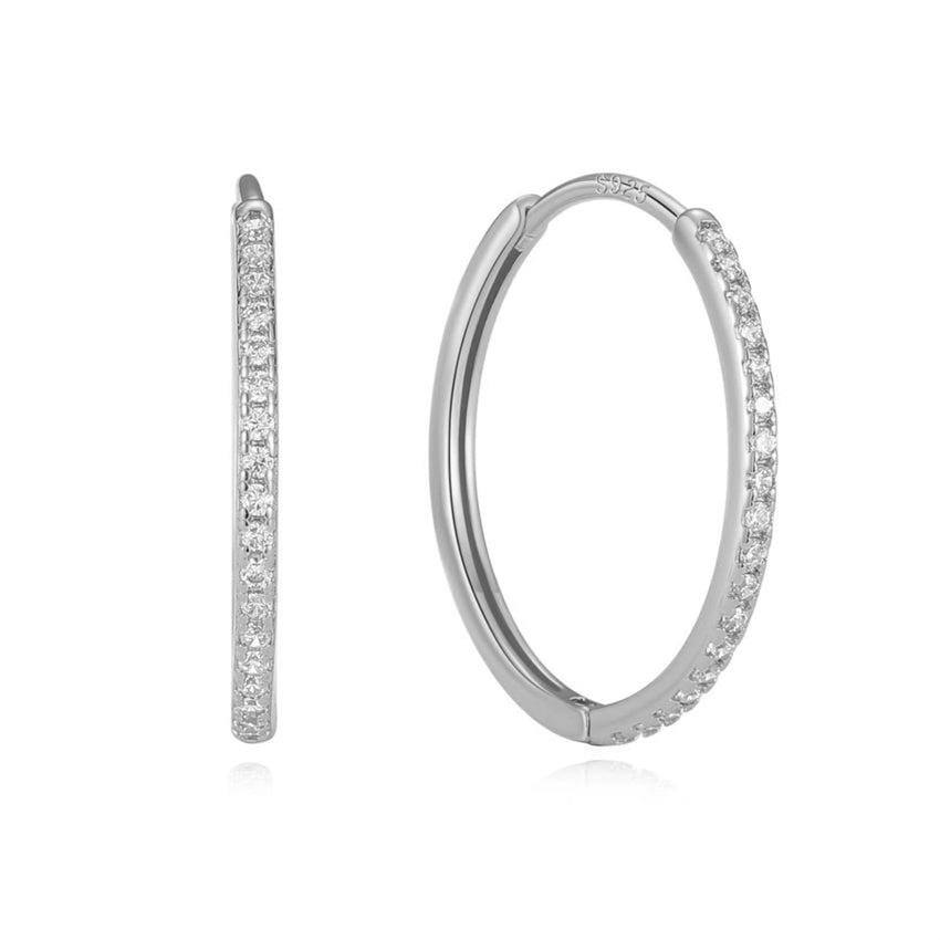 Tina creoler i sølv med zirkonia 25 mm fra MerlePerle