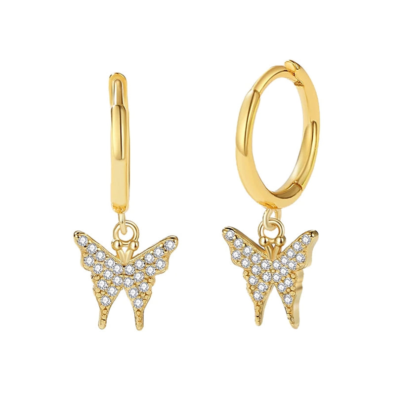 Miley creoler i forgyldt sølv med sommerfugle vedhæng fra ByBirch