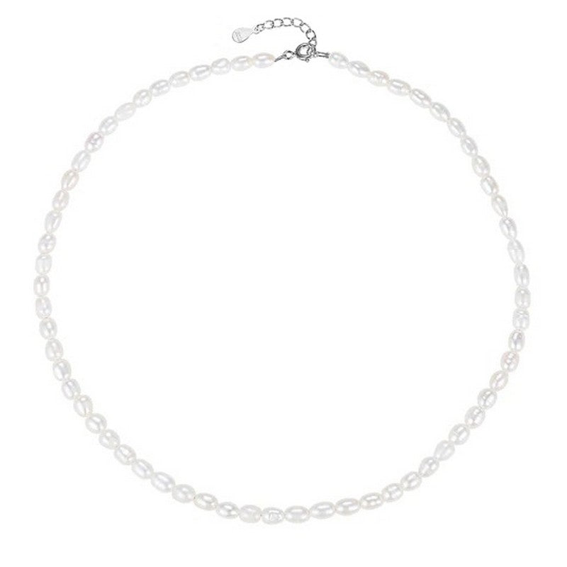 Mimi perlehalskæde i sølv med ovale ferskvandsperler 36+3 cm fra MerlePerle