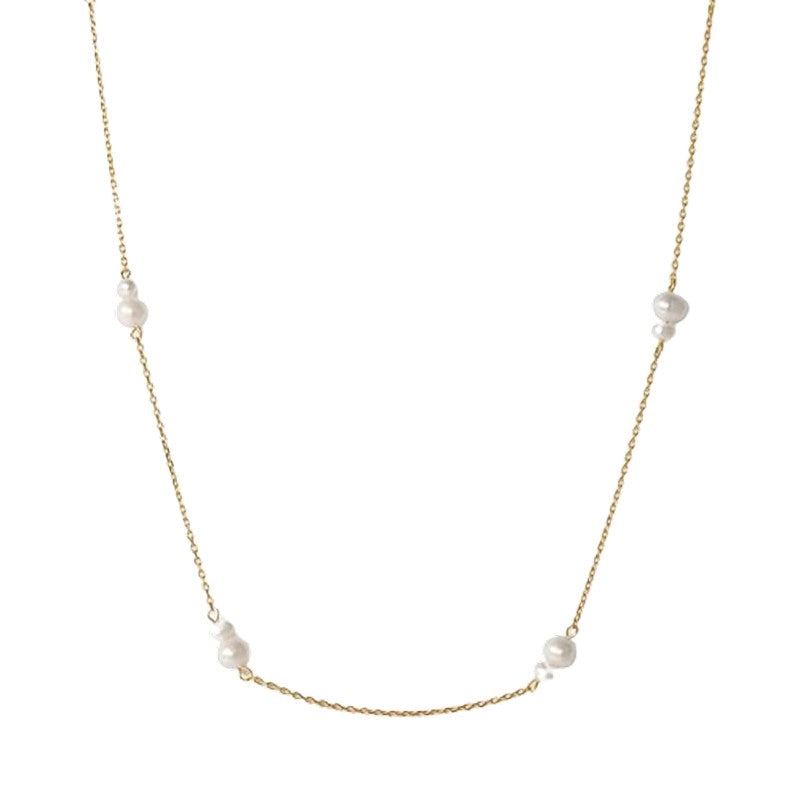 Simone halskæde i 18 karat forgyldt sølv med ferskvandsperler fra MerlePerle 41+3 cm