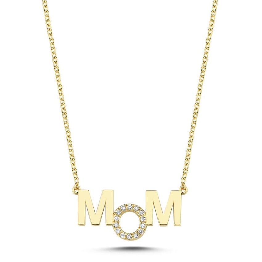 Nuran MOM halskæde i 14 kt guld med diamanter på i alt 0,07 ct i O'et.