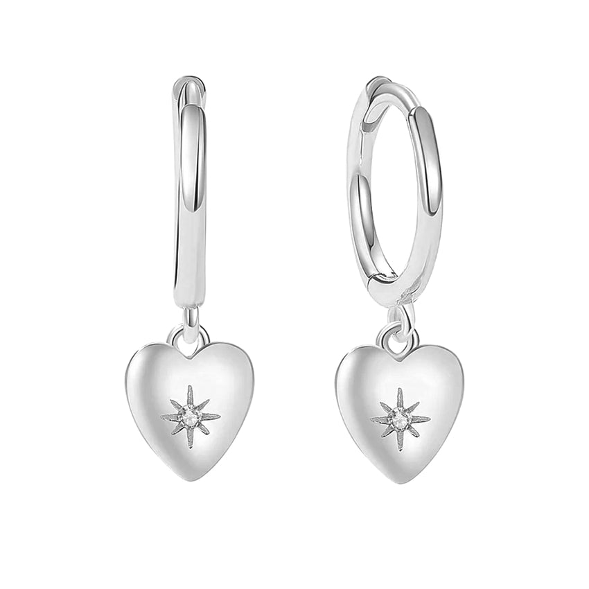 Maria hjertecreoler i sølv med zirkonia fra MerlePerle, 20 mm