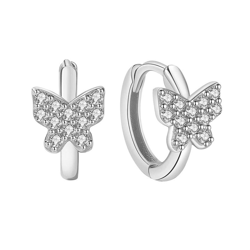 Butterfly creoler i sølv med zirkonia fra MerlePerle, 10,5 mm