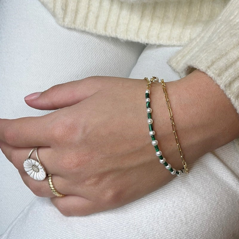 Linea armbånd i 18 karat forgyldt sølv fra MerlePerle 16+3 cm