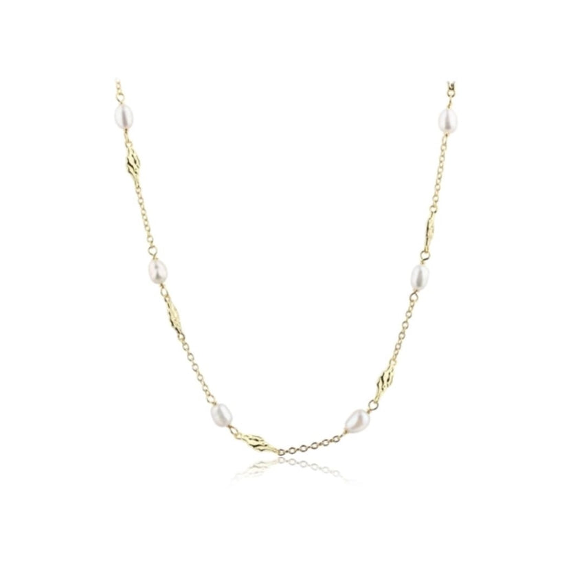 Aqua Dulce Milena halskæde i 14 karat forgyldt sterlingsølv med ferskvandsperler 42+4 cm