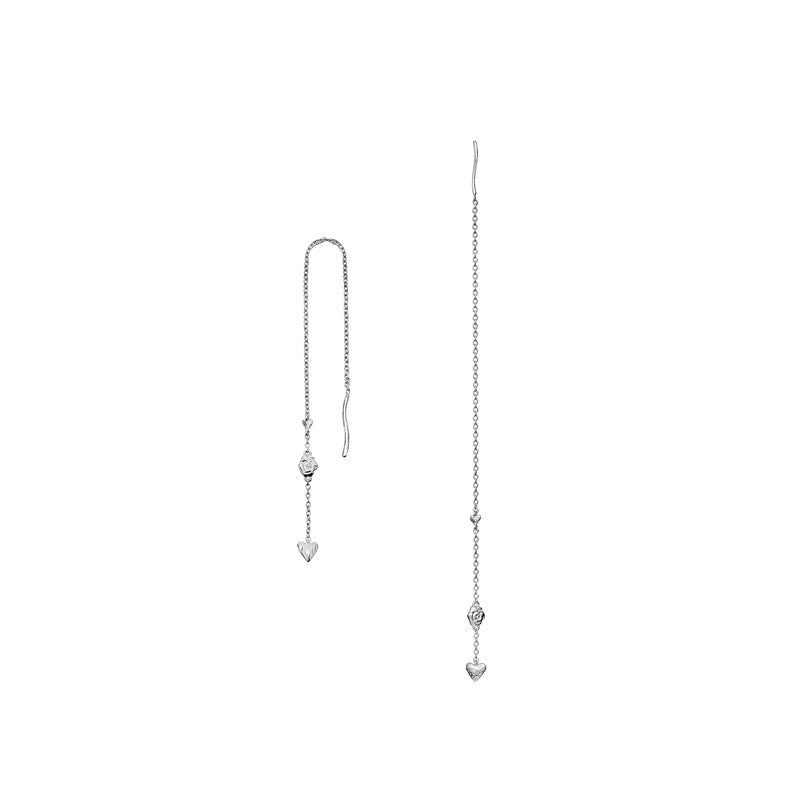 Milia øreringe i sølv fra Maanesten med hjertevedhæng