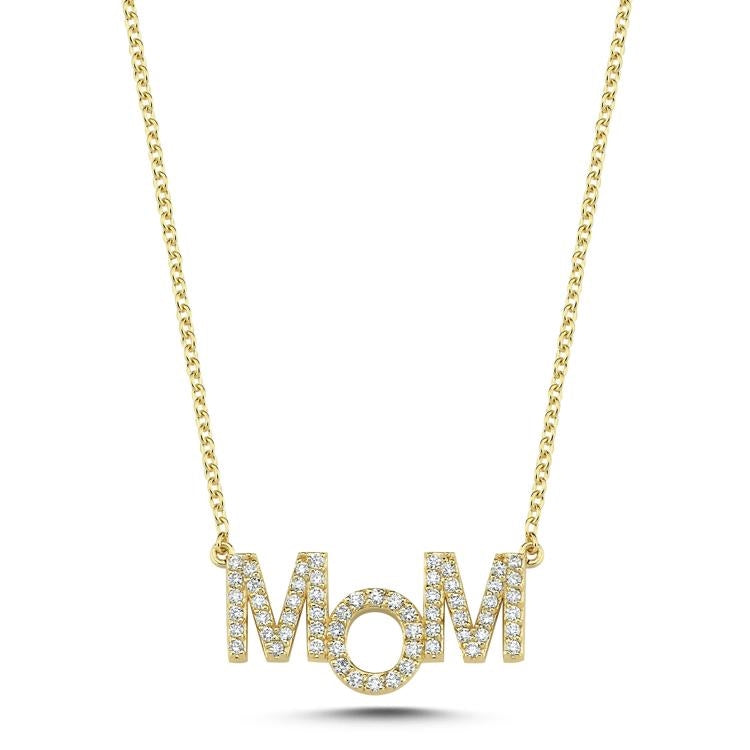 Nuran halskæde i 14 kt guld med MOM vedhæng og 0,30 ct diamanter
