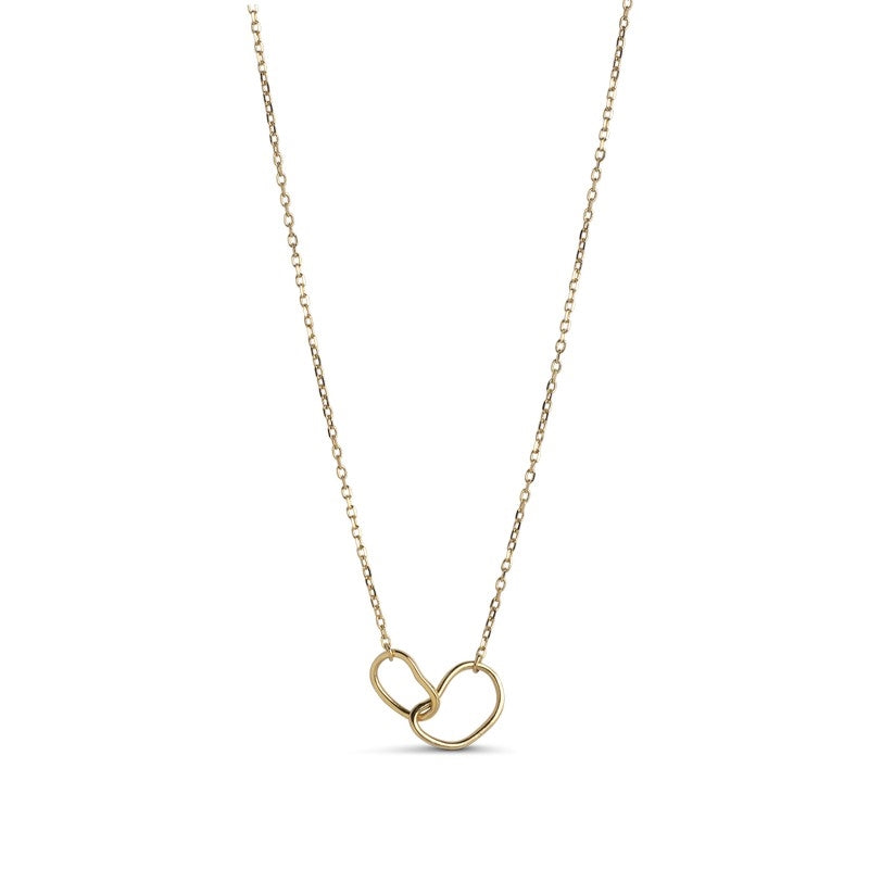 Organic Double Circle halskæde i forgyldt sølv fra Enamel Copenhagen 42+3 cm