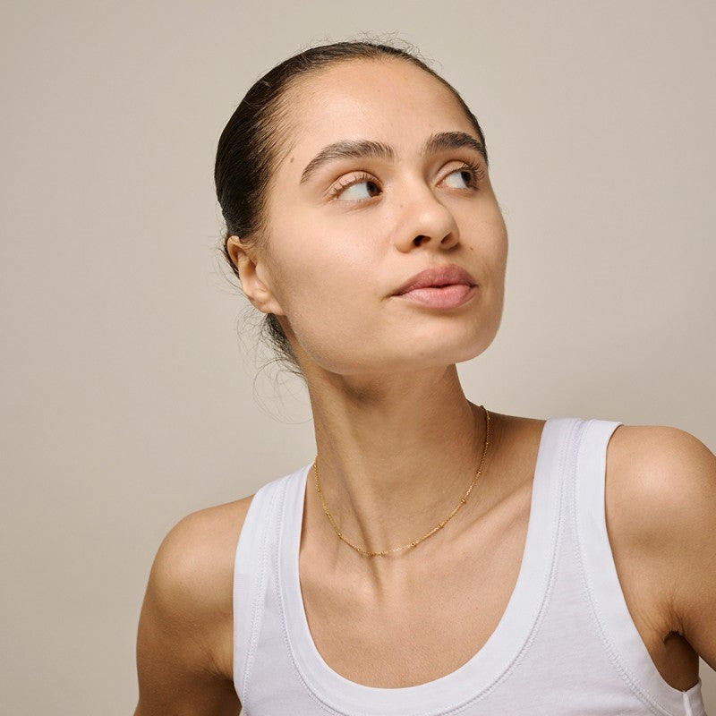 Beaded Chain halskæde i 18 karat forgyldt sølv fra Enamel Copenhagen 32–36 cm