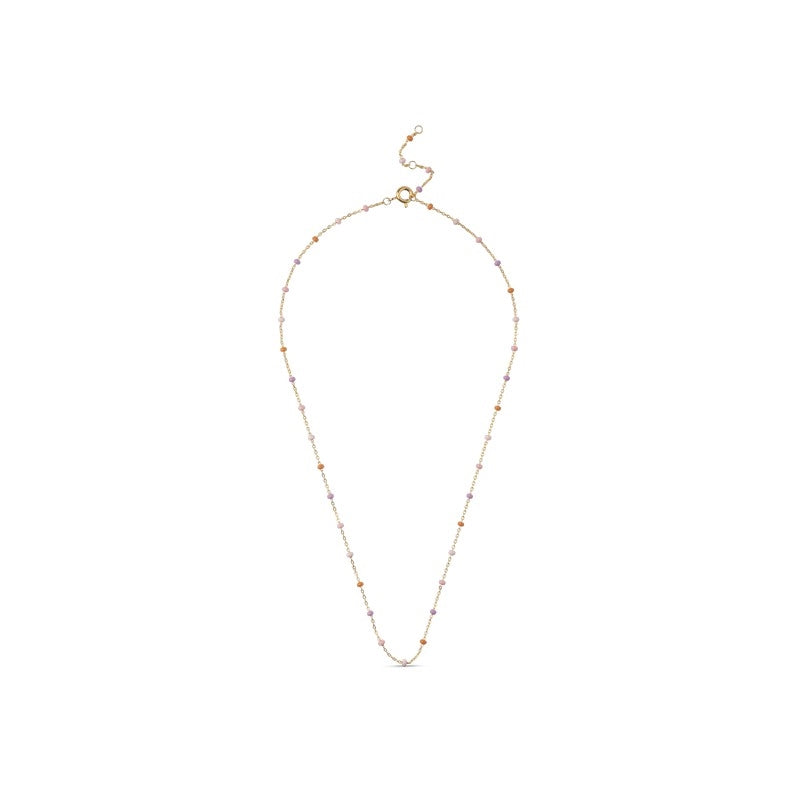 Lola Blush halskæde i forgyldt sølv fra Enamel Copenhagen med emaljekugler