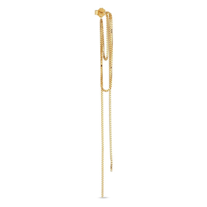 Jane Kønig Big Night Magic ørering i forgyldt sølv med 12 cm lang blank venezia-kæde – 1 stk.