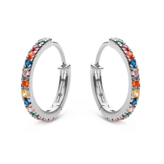 Nubia Big sølvcreoler fra Maanesten med farvede zirkoner Ø18