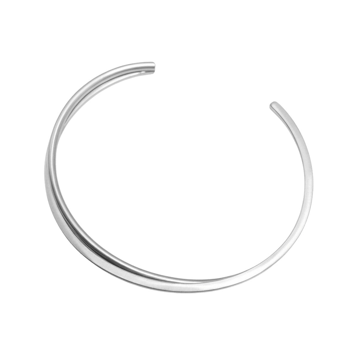 Jane Kønig Olympia Bangle i sølvbelagt stål – skulpturelt armbånd set fra siden