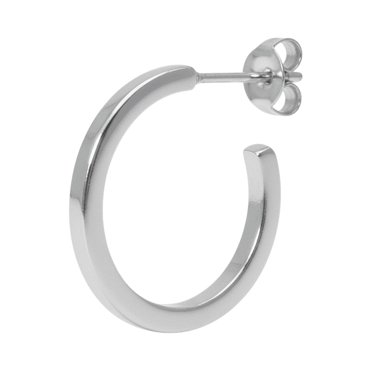 Jane Kønig Olympia hoop 15 mm i rustfrit stål – ørering med firkantet form og semi-blank finish.