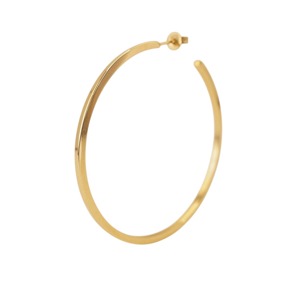 Jane Kønig Olympia Hoop 43 mm ørering i 18 karat forgyldt rustfrit stål med semi-blank overflade.