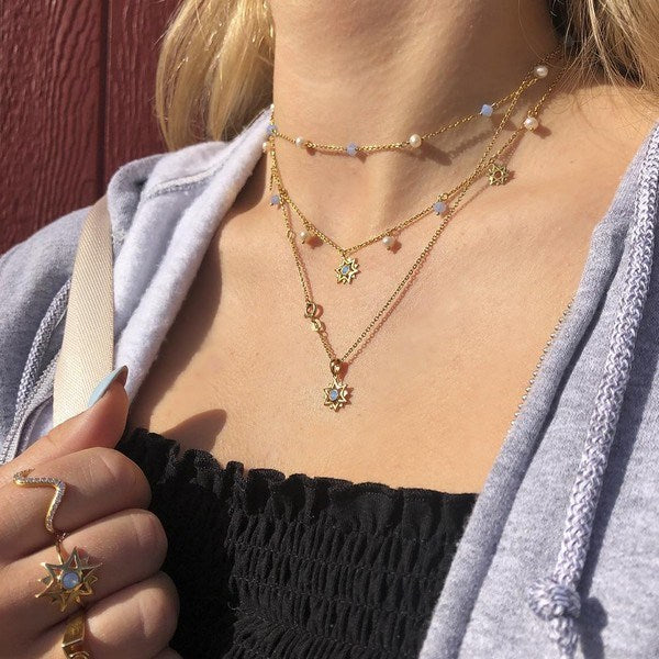 Sistie halskæde i sølv med pink opal