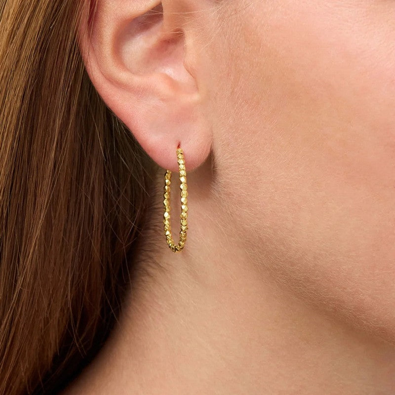 Jane Kønig Small Bead creol i forgyldt sølv 28 mm