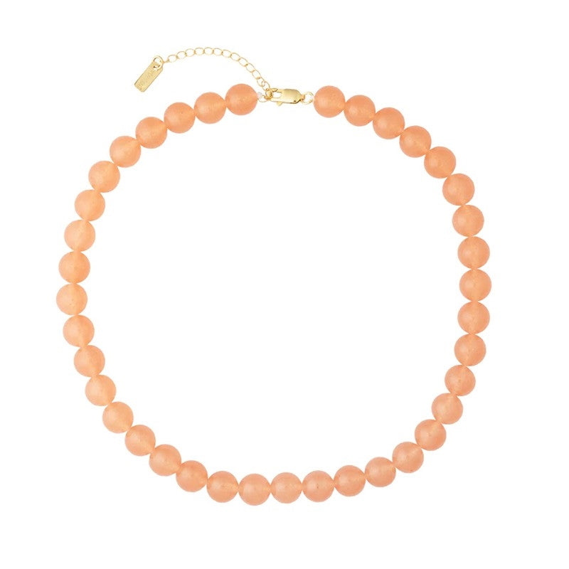 Candy Coral Papaya halskæde fra House of Vincent i 18 kt forgyldt sølv med ferskenfarvede krystalperler, 37–42 cm.