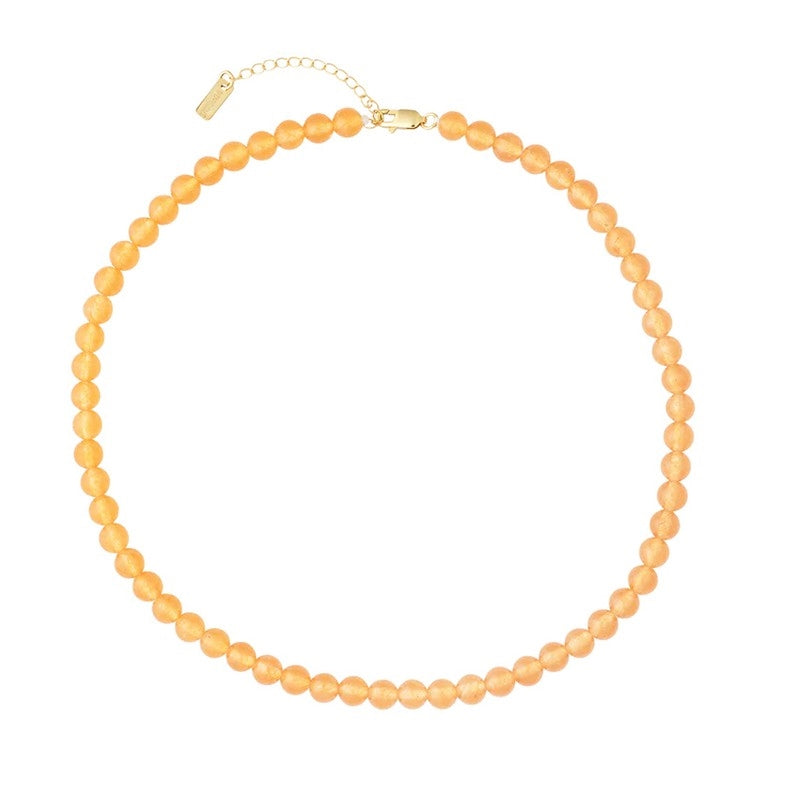 Candy Coral Papaya halskæde fra House of Vincent i forgyldt sølv med ferskenfarvede krystalperler, Small 37–42 cm.