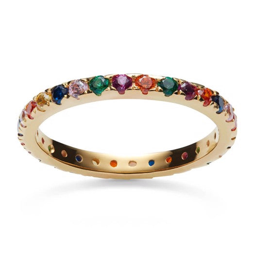 Pari ring i forgyldt sølv med zirkonia fra Maanesten