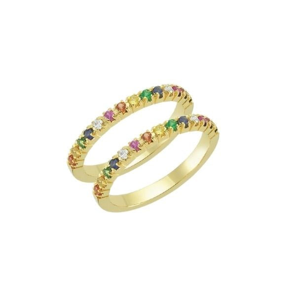 Farverig Nuran vielsesringe i 14 karat guld med ædelsten og diamanter