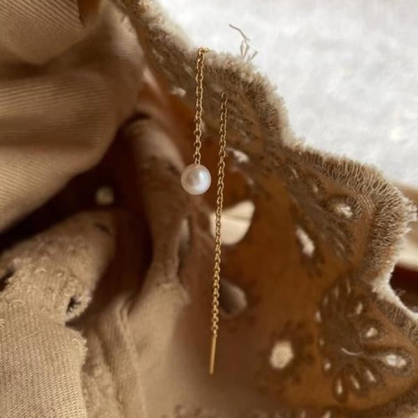 Heiring ørekæde i forgyldt sølv med perle 10 cm