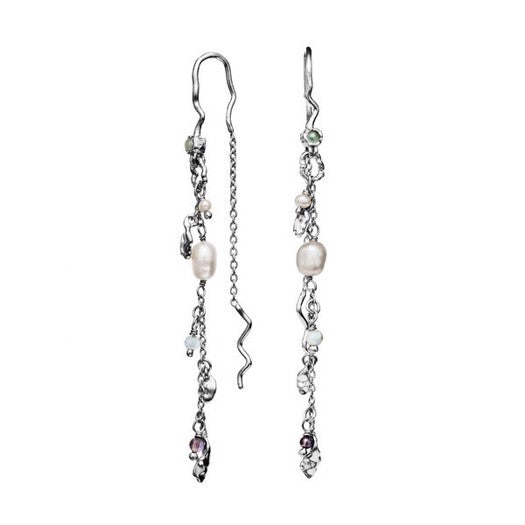 Poppy sølvøreringe med perler og sten fra Maanesten