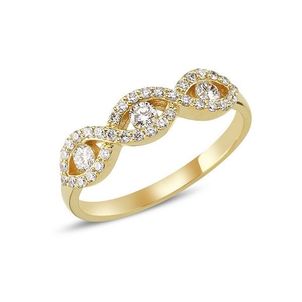 Evi ring fra Nuran i 14 karat guld med 0,42 ct. diamanter i bølgende og organisk design.