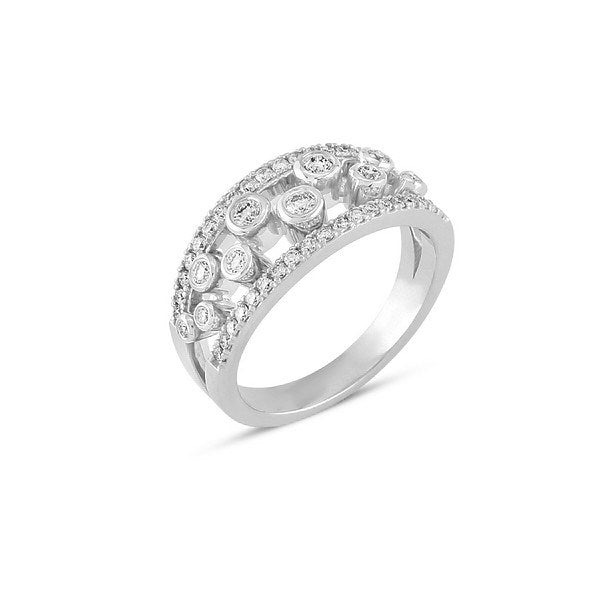 Tube diamantring i 14 karat hvidguld med 0,67 ct diamanter fra Nuran – smal bred ring med runde diamanter.