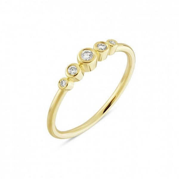 Nuran Tube diamantring i 14 kt guld med 0,10 ct diamanter