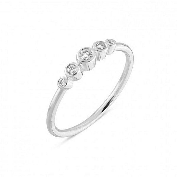 Nuran Tube ring i 14 kt hvidguld med 0,10 ct diamanter