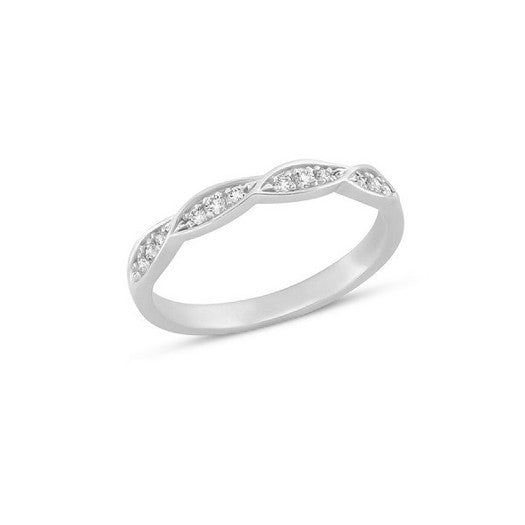 Nuran lilja leaf elegant diamantring i 14 karat hvidguld med 0,14 ct diamanter