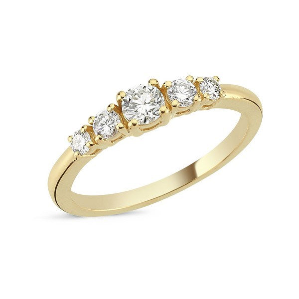 Nova diamantring i 14 karat guld med 0,45 ct diamanter fra Nuran – elegant guldring med fem brillantslebne sten.