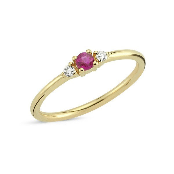 Nuran Petit ring i 14 karat guld med rubin og 0,05 ct diamanter
