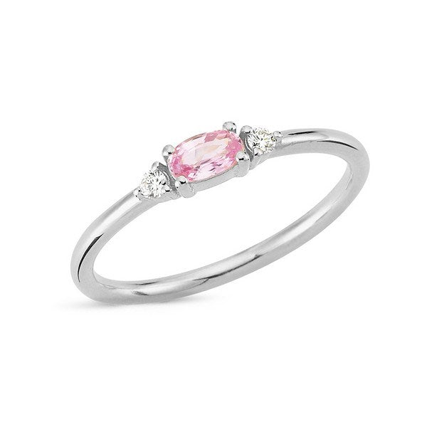 Petit Nuran ring i 14 kt hvidguld med oval pink safir og diamanter