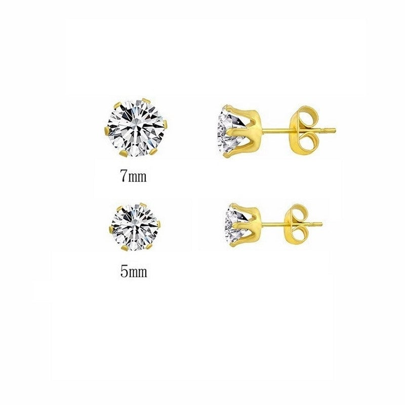 Rico's ørestik i forgyldt stål med klar zirkonia i 5 eller 7 mm fra Smykkecenter.