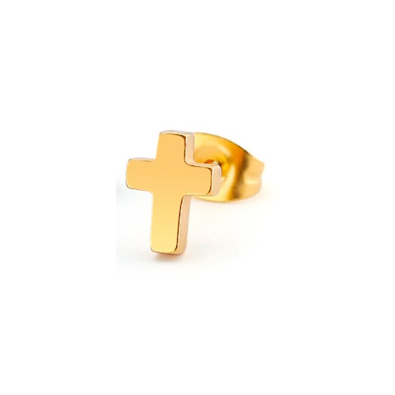 Kors ørestik i 18 karat forgyldt stål fra Rico’s med enkelt design og sommerfuglelås.