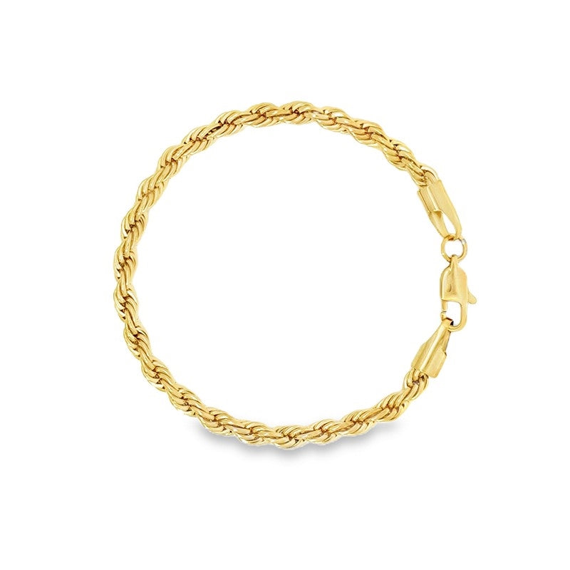 Rico's cordel armbånd i 18 karat forgyldt stål med snoet design og 5 mm bredde.