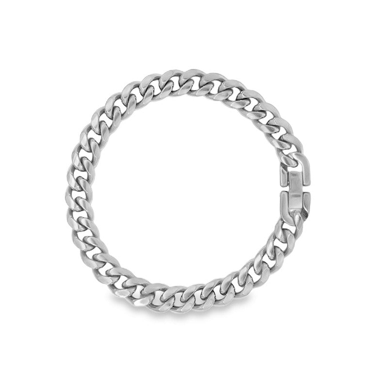 Rico's Panser armbånd i rustfrit stål 8 mm med flip-lås i 19–21 cm længde.