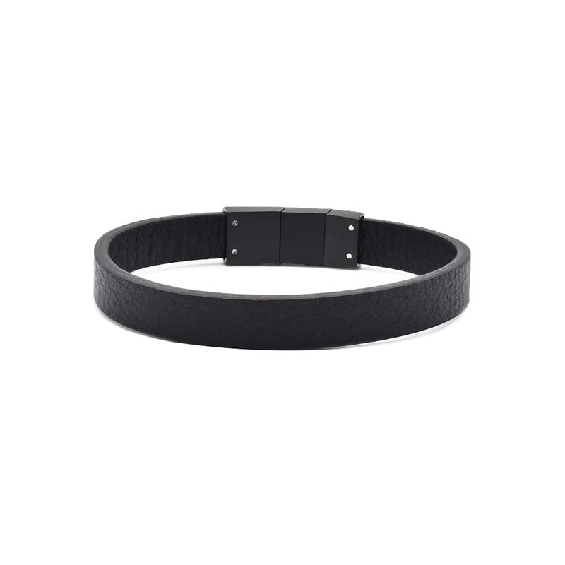 Rico's herrearmbånd i sort læder med stålspænde