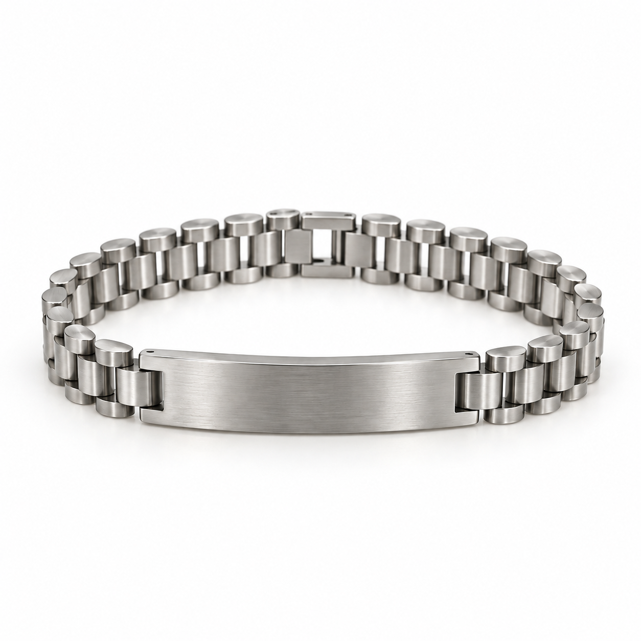 Rico's ID-armbånd til mænd i 8 mm blankt rustfrit stål med glat ID-plade og maskulint design.