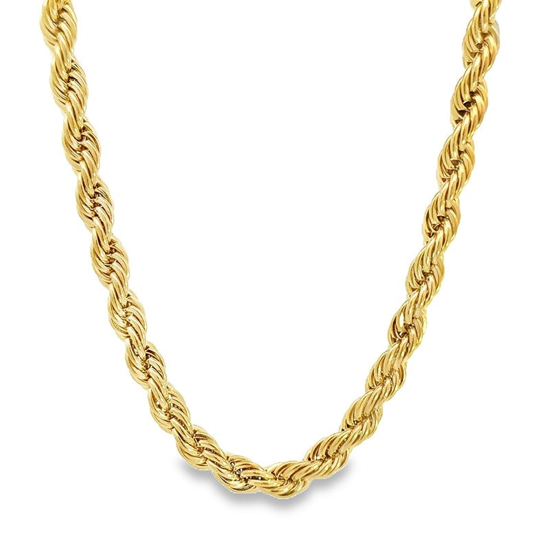 Rico's Cordelkæde i forgyldt rustfrit stål 7 mm 50–60 cm med snoet design.