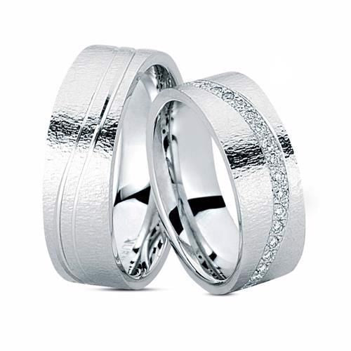 Romantiske Nuran vielsesringe i 14 karat hvidguld med 39 x 0,01 ct diamanter