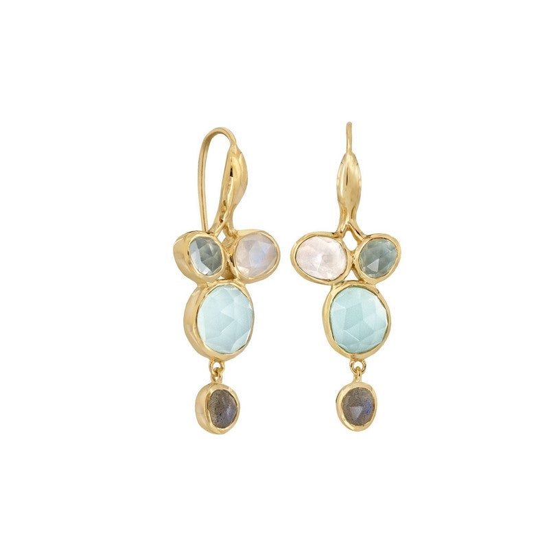 Ocean Crush ørebøjler i forgyldt sølv med ædelsten fra Rabinovich