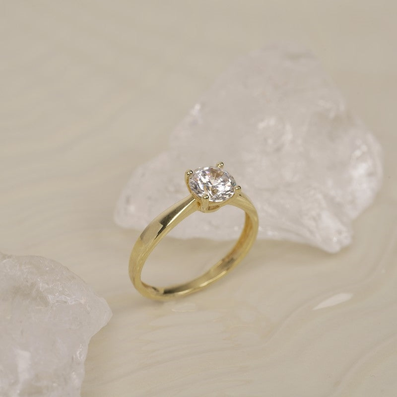 Siersbøl Luxury diamantring i 14 kt guld med lab grown diamant – nærbillede af sten