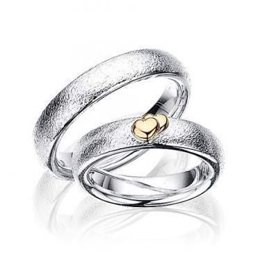 Unikke Scrouples vielsesringe i sølv 5 mm med 14 kt guldhjerte