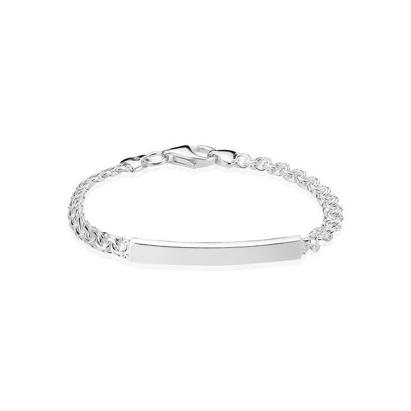 BNH Bismark armbånd i sølv med plade 14–18,5 cm – klassisk sølvarmbånd med personlig graveringsplade.