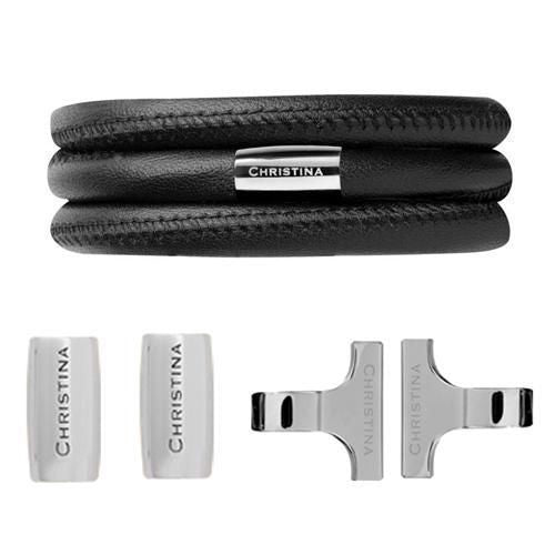 Christina Collect startersæt i stål med sort læder 16 mm