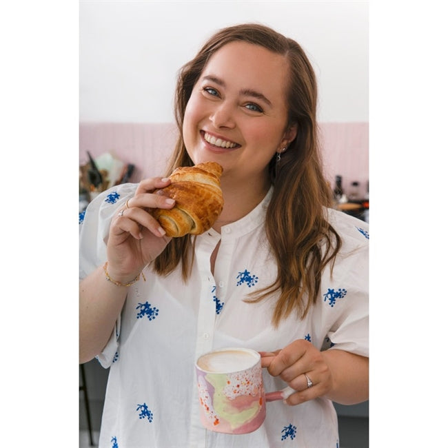 Frederikke x Sistie creol i sølv med croissant vedhæng